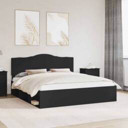 Berkfield Home Bed Frame with Headboard Black 180 x 200 cm Solid Pine Wood - thumbnail 1