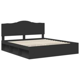Berkfield Home Bed Frame with Headboard Black 180 x 200 cm Solid Pine Wood - thumbnail 4