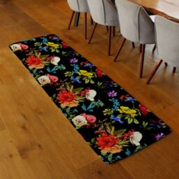 Benjamin Tate Design Bright Vibrant Flowers Runner Rug in Natural - Size: 67 cm x 230 cm - thumbnail 2