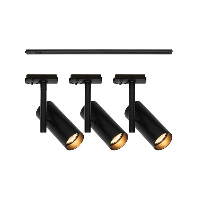 Nordlux Modern Indoor Track Light Set Black Aluminium GU10 3 Pack - Mains Powered, IP20 - image 1