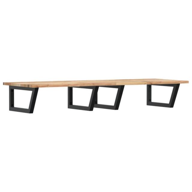 Berkfield Home Basin Shelf Wall Mounted Steel & Solid Wood Acacia in Brown - image 1