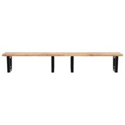 Berkfield Home Basin Shelf Wall Mounted Steel & Solid Wood Acacia in Brown - thumbnail 4