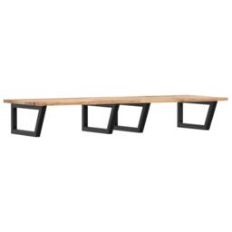 Berkfield Home Basin Shelf Wall Mounted Steel & Solid Wood Acacia in Brown