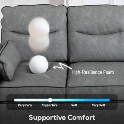 HOMCOM 3 Seater Sofa, Faux Leather Couch with Thicken Cushion, Grey - thumbnail 4