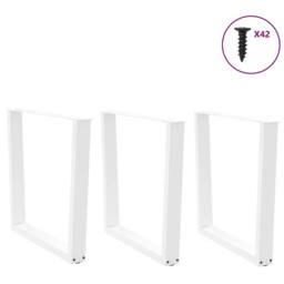 Berkfield Home Modern Dining Table Legs V-Shape 3 pcs White 90x(72-73.3) cm Steel - thumbnail 1