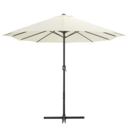 Berkfield Home Outdoor Parasol with Aluminium Pole 460x270 cm Sand in Beige - thumbnail 2