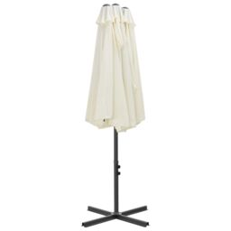 Berkfield Home Outdoor Parasol with Aluminium Pole 460x270 cm Sand in Beige - thumbnail 6