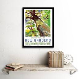 "Artery8 Travel Kew Gardens Southern Electric Tree Bird Framed Wall Art in Green - Size: W12"" x H16""" - thumbnail 2
