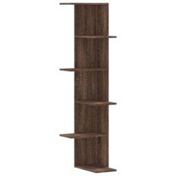 Berkfield Home Wall Corner Shelf Brown Oak 36.5x36.5x140 cm Engineered Wood - thumbnail 2