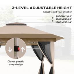 OUTSUNNY 3.6 x 3.6m Pop Up Gazebo with Netting & Wheeled Bag, Beige - thumbnail 6