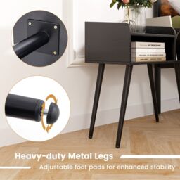 Gymax Set of 2 Modern Nightstand Black 2-Tier Bedside End Table Open Shelves - Size: 2 Pack - thumbnail 5