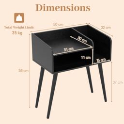 Gymax Set of 2 Modern Nightstand Black 2-Tier Bedside End Table Open Shelves - Size: 2 Pack - thumbnail 2
