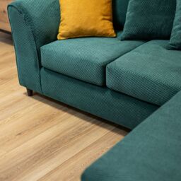 Abakus Direct Jumbo Grid Right Hand Corner Sofa with Plush Cushions in 3 Colours in Green - thumbnail 3