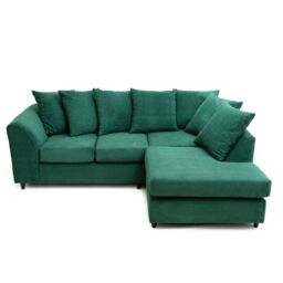 Abakus Direct Jumbo Grid Right Hand Corner Sofa with Plush Cushions in 3 Colours in Green - thumbnail 7