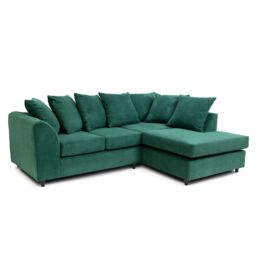 Abakus Direct Jumbo Grid Right Hand Corner Sofa with Plush Cushions in 3 Colours in Green - thumbnail 5