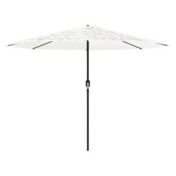 Berkfield Home Garden Parasol with Steel Pole White 324x324x247 cm - Size: 324 x 324 x 247 cm - thumbnail 3