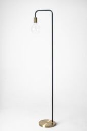 K LIVING Industrial Style Floor Lamp with an Antique Brass & Black Finish