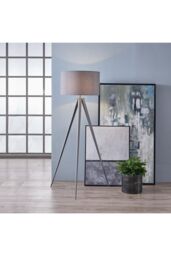 Teamson Home Romanza 157cm Tripod Floor Lamp, Grey with Grey Drum Shade - thumbnail 3