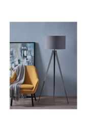 Teamson Home Romanza 157cm Tripod Floor Lamp, Grey with Grey Drum Shade - thumbnail 4