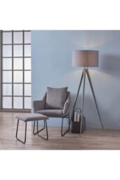 Teamson Home Romanza 157cm Tripod Floor Lamp, Grey with Grey Drum Shade - thumbnail 5