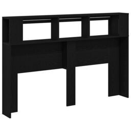 Berkfield Home LED Headboard Black Oak 160x18, 5x45 cm Engineered Wood - thumbnail 5
