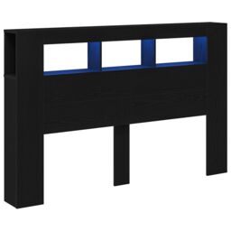 Berkfield Home LED Headboard Black Oak 160x18, 5x45 cm Engineered Wood - thumbnail 3