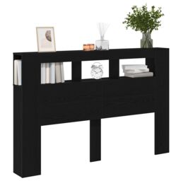 Berkfield Home LED Headboard Black Oak 160x18, 5x45 cm Engineered Wood - thumbnail 2
