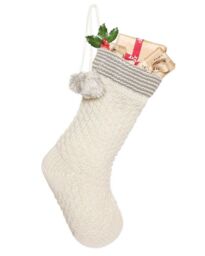 Dibor Set of 4 White Sparkle Knit Pom Pom Xmas Gift Christmas Stocking - Size: 4 Pack - thumbnail 2