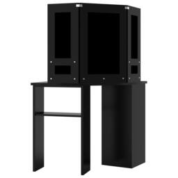 Berkfield Home Beautiful Corner Dressing Table with LED Black 111x54x141.5 cm - thumbnail 5