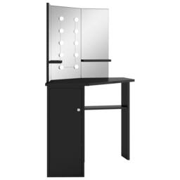 Berkfield Home Beautiful Corner Dressing Table with LED Black 111x54x141.5 cm