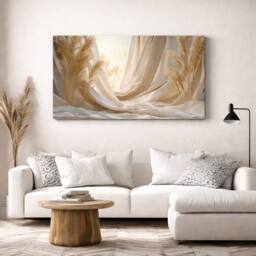 Mafett Neutral Pampas Grass Canvas Wall Art Beige Decor - thumbnail 1