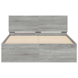 Berkfield Home Bed Frame with Headboard & LED Grey Sonoma 135x190 cm Double - thumbnail 7
