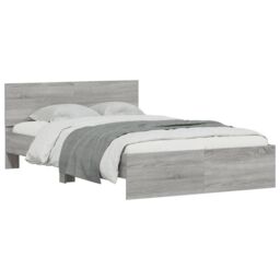 Berkfield Home Bed Frame with Headboard & LED Grey Sonoma 135x190 cm Double - thumbnail 5