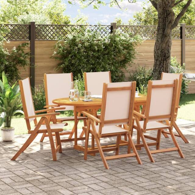 Berkfield Home 7 Piece Garden Dining Set Solid Wood Acacia & Textilene in Brown - image 1