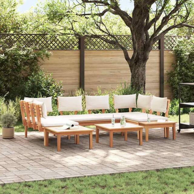 Berkfield Home 4 Piece Garden Bench Set with Cushions - Solid Teak Wood in Brown - image 1