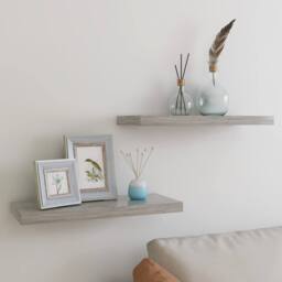 Berkfield Home Durable Floating Wall Shelves 2 pcs Concrete Grey 60x23.5x3.8 cm MDF - thumbnail 2