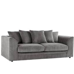 Bliss Furniture Jumbo Cord Dylan 3 Seater Scatter Back Sofa in Grey, Stylish Comfort in Grey - Size: 3 Pack - thumbnail 1