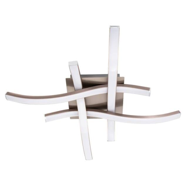 Happy Homewares Modern LED Ceiling Lighting Fitting in Brushed Nickel with 4 Strips in Metallic Silver - image 1
