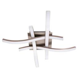 Happy Homewares Modern LED Ceiling Lighting Fitting in Brushed Nickel with 4 Strips in Metallic Silver - thumbnail 1