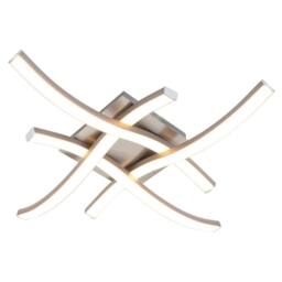 Happy Homewares Modern LED Ceiling Lighting Fitting in Brushed Nickel with 4 Strips in Metallic Silver - thumbnail 4