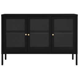 Berkfield Home Sideboard Black 105x35x70 cm Steel & Glass - Size: 105 x 35 x 70 cm - thumbnail 3