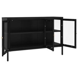 Berkfield Home Sideboard Black 105x35x70 cm Steel & Glass - Size: 105 x 35 x 70 cm - thumbnail 6