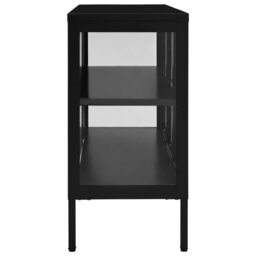 Berkfield Home Sideboard Black 105x35x70 cm Steel & Glass - Size: 105 x 35 x 70 cm - thumbnail 4
