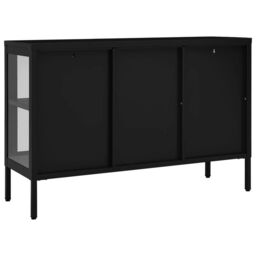 Berkfield Home Sideboard Black 105x35x70 cm Steel & Glass - Size: 105 x 35 x 70 cm - thumbnail 5