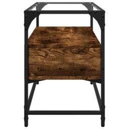Berkfield Home TV Cabinet with Glass Top Smoked Oak 80x35x51 cm Engineered Wood in Brown - Size: 80 x 35 x 51 cm - thumbnail 5