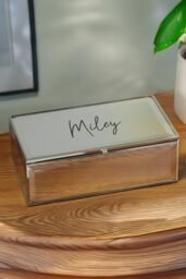 Personalised Memento Company Women's Personalised Mirrored Jewellery Box in Metallic Silver - thumbnail 3