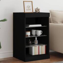 Berkfield Home Sideboard with LED Lights Black 41x37x67 cm - Size: 41 x 37 x 67 cm - thumbnail 2