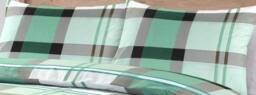 Homes-Linen Checkered Duvet Cover Set in Green - Size: Single - thumbnail 2