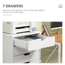 VINSETTO Vertical Filing Cabinet with 7 Drawers Mobile File Cabinet for Home in White - thumbnail 5