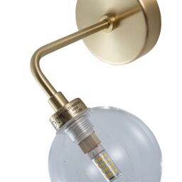First Choice Lighting Set of 2 Toner - Satin Brass with Clear Glass Globe Wall Lights in Gold - thumbnail 4